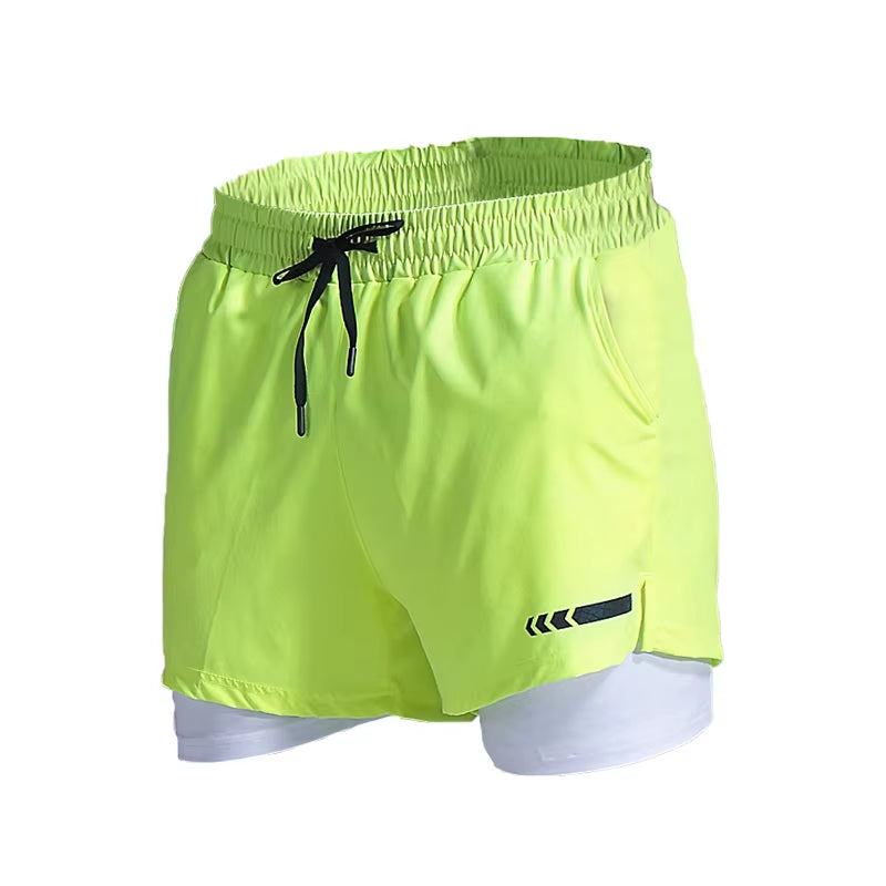 2 in 1 Men'S Sport Running Shorts Quick Dry Mens Jogging Fitness Racing Shorts Soccer Training Track and Field Shorts Marathon