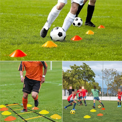 Agility Ladder, 20 Ft Speed Training Equipment Includes 12 Rungs, 1 Running Parachute, 5 Disc Cones, 4 Steel Stakes, 1 Carry Bag, Speed Agility Training Set for Football Basketball Hockey