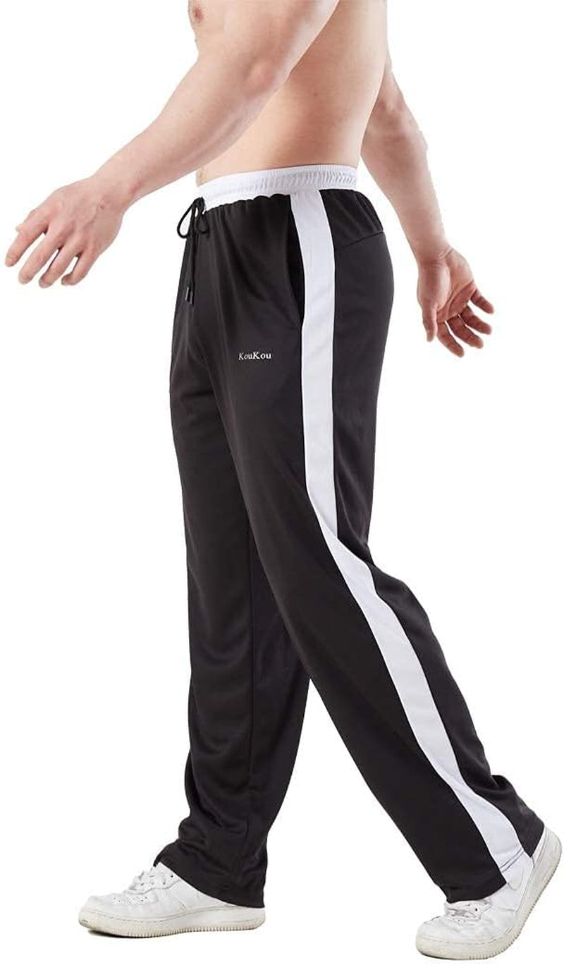 Men'S Sweatpants with Zipper Pockets Open Bottom Athletic Pants for Men Running Jogging Workout Training Gym