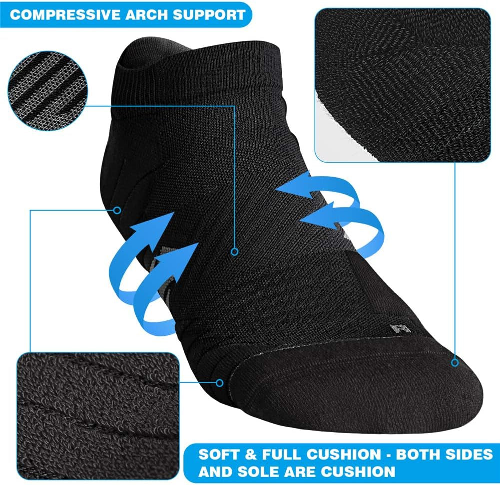 No Show Running Athletic Anti-Blister Wicking Coolmax Socks, Seamless Anti-Odor