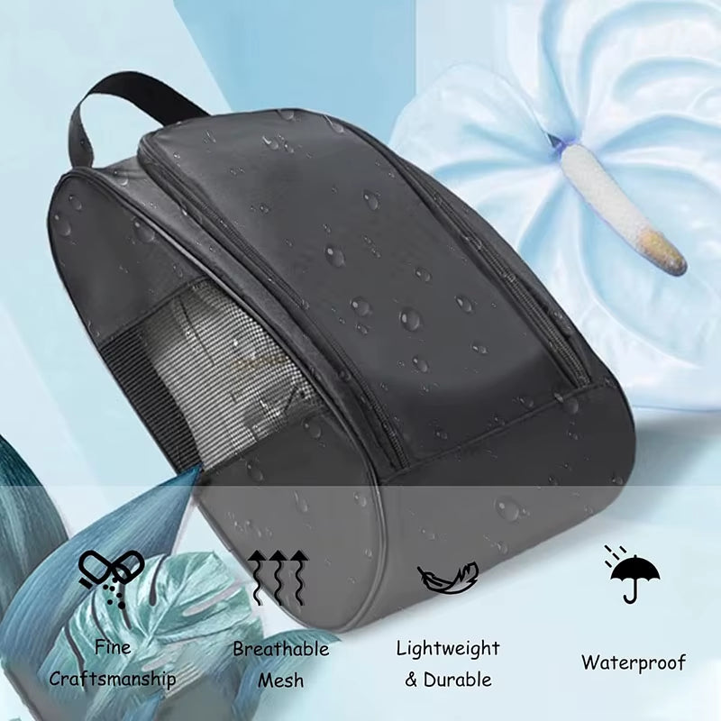 Waterproof Outdoor Golf Shoe Bag with Zipper and Breathable Mesh Portable Shoe Bag to Store Sports Accessories Football Shoe Bag