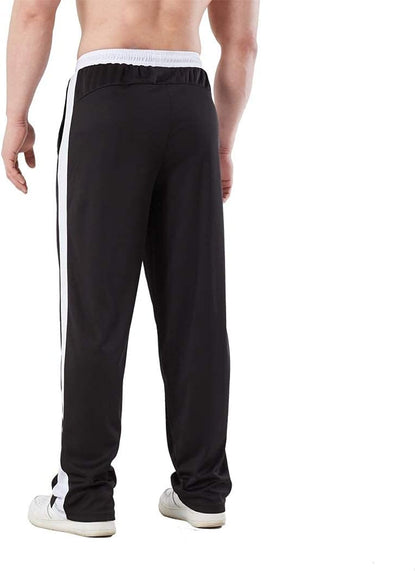 Men'S Sweatpants with Zipper Pockets Open Bottom Athletic Pants for Men Running Jogging Workout Training Gym