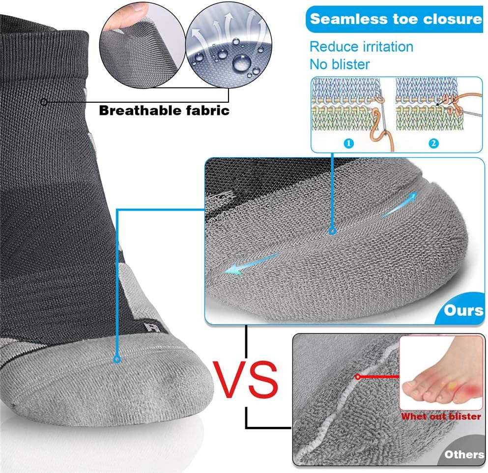 No Show Running Athletic Anti-Blister Wicking Coolmax Socks, Seamless Anti-Odor