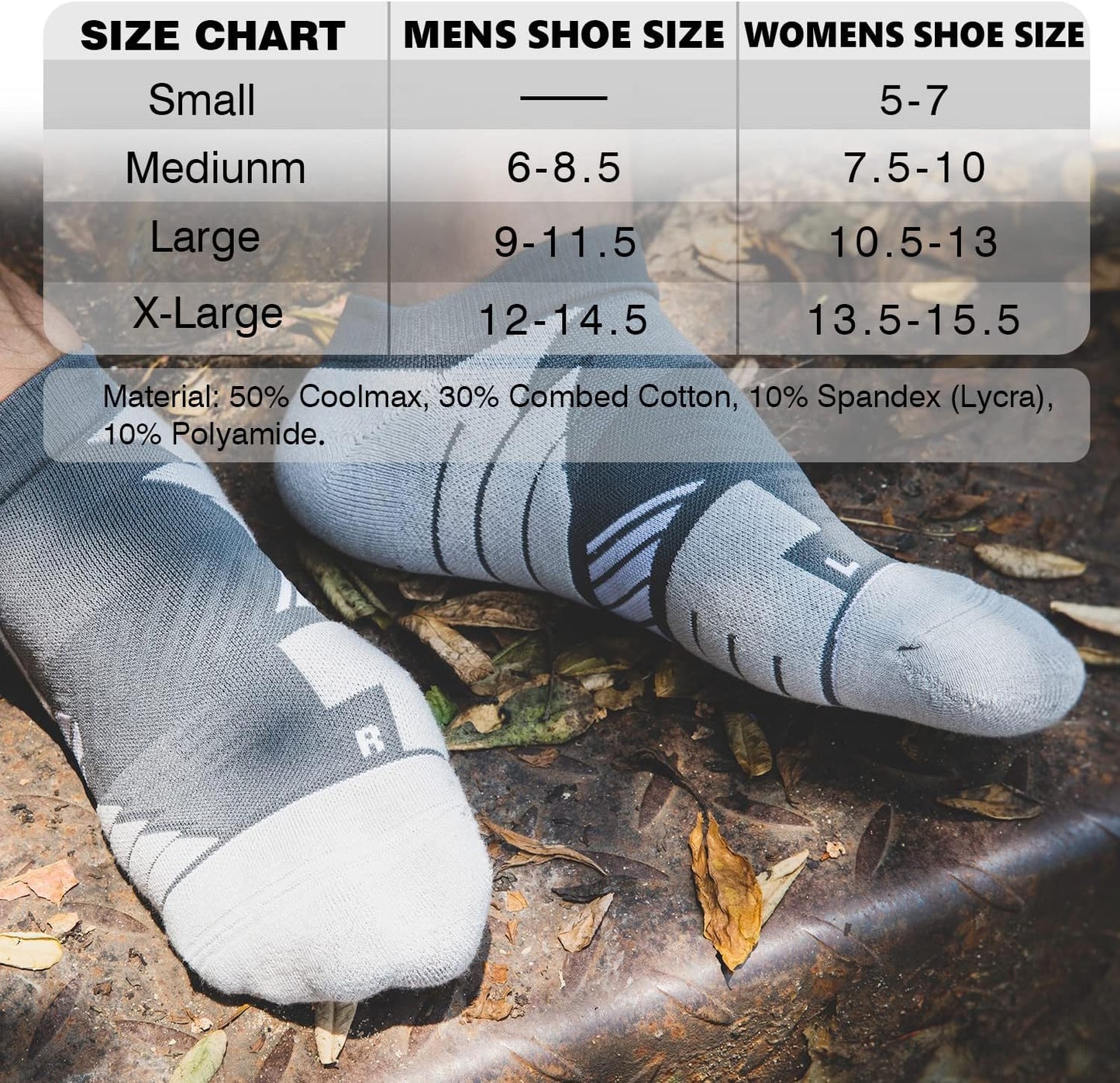 No Show Running Athletic Anti-Blister Wicking Coolmax Socks, Seamless Anti-Odor