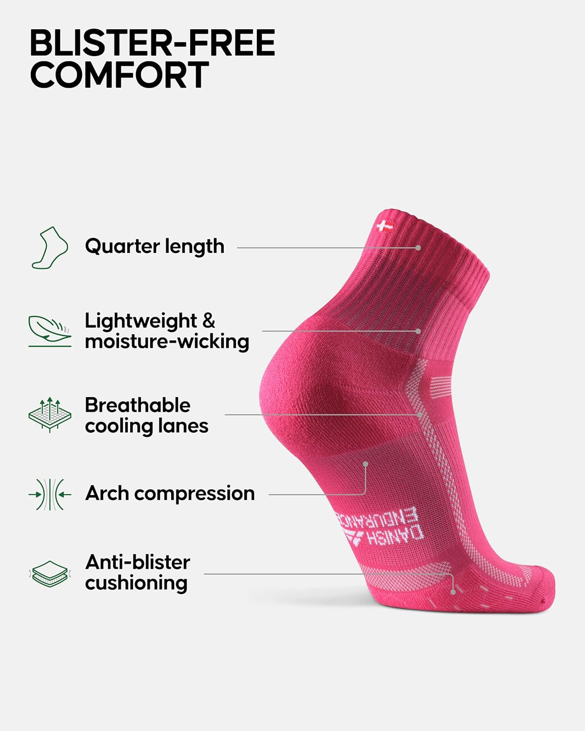 Ultra-Comfort Quarter Running Socks, Performance Socks, Men & Women - 3 or 5 Pack