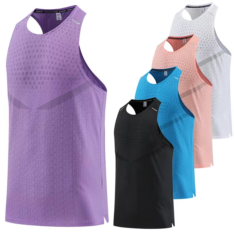 Men Gym Vest Breathable Mesh Track and Field Summer Cool Beach Travel Undershirt Basketball Training Fashion Running Tanks Top