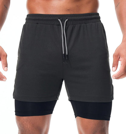 Men'S Athletic Running Shorts Quick Dry Workout Shorts 2 in 1 Shorts 5" Gym Running Shorts for Men with Phone Pocket